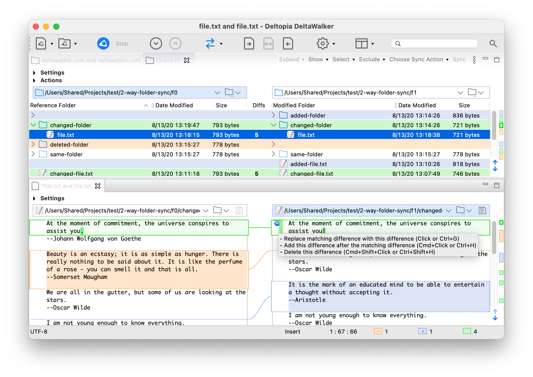 DeltaWalker file & folder comparison view